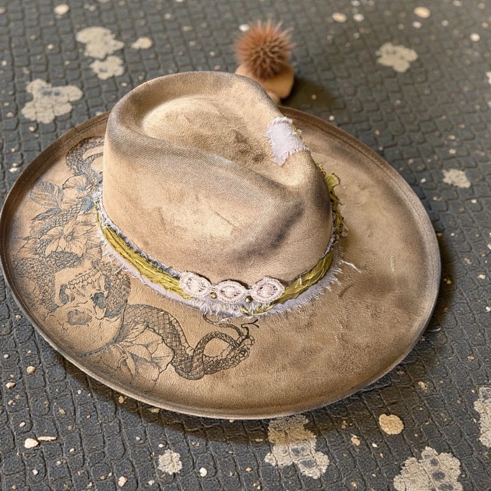 Hand designed western festival concert cowgirl hat